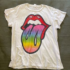 MadeWorn distressed white Rolling Stones tee, size: M